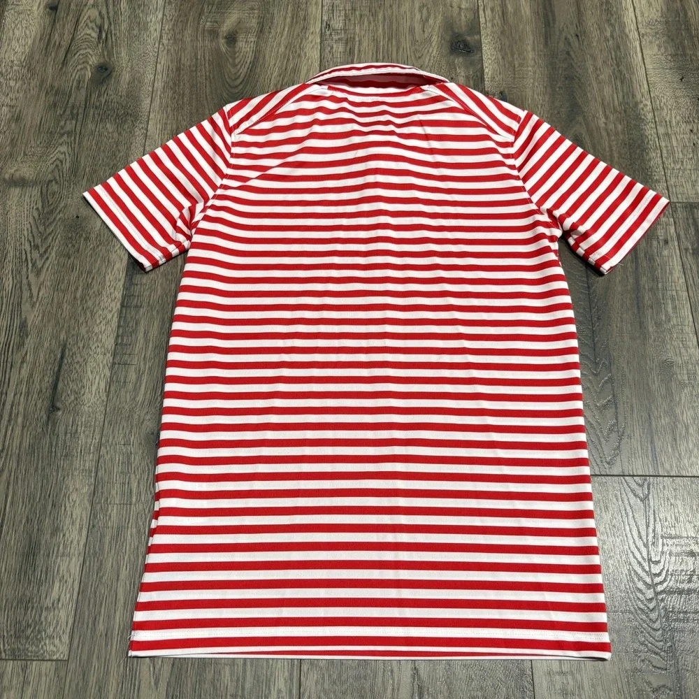 Nike Golf Dri-FIT Polo Shirt Youth Medium Red White Striped Golf AA3887-658